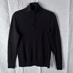 Express Mens Small Brown 100% Merino Wool Quarter Zip Pullover Sweater Conscious